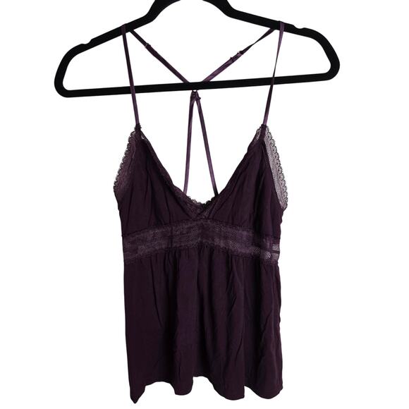 Victoria's Secret Purple Crop Tank Top Lace Size Medium - Picture 1 of 3